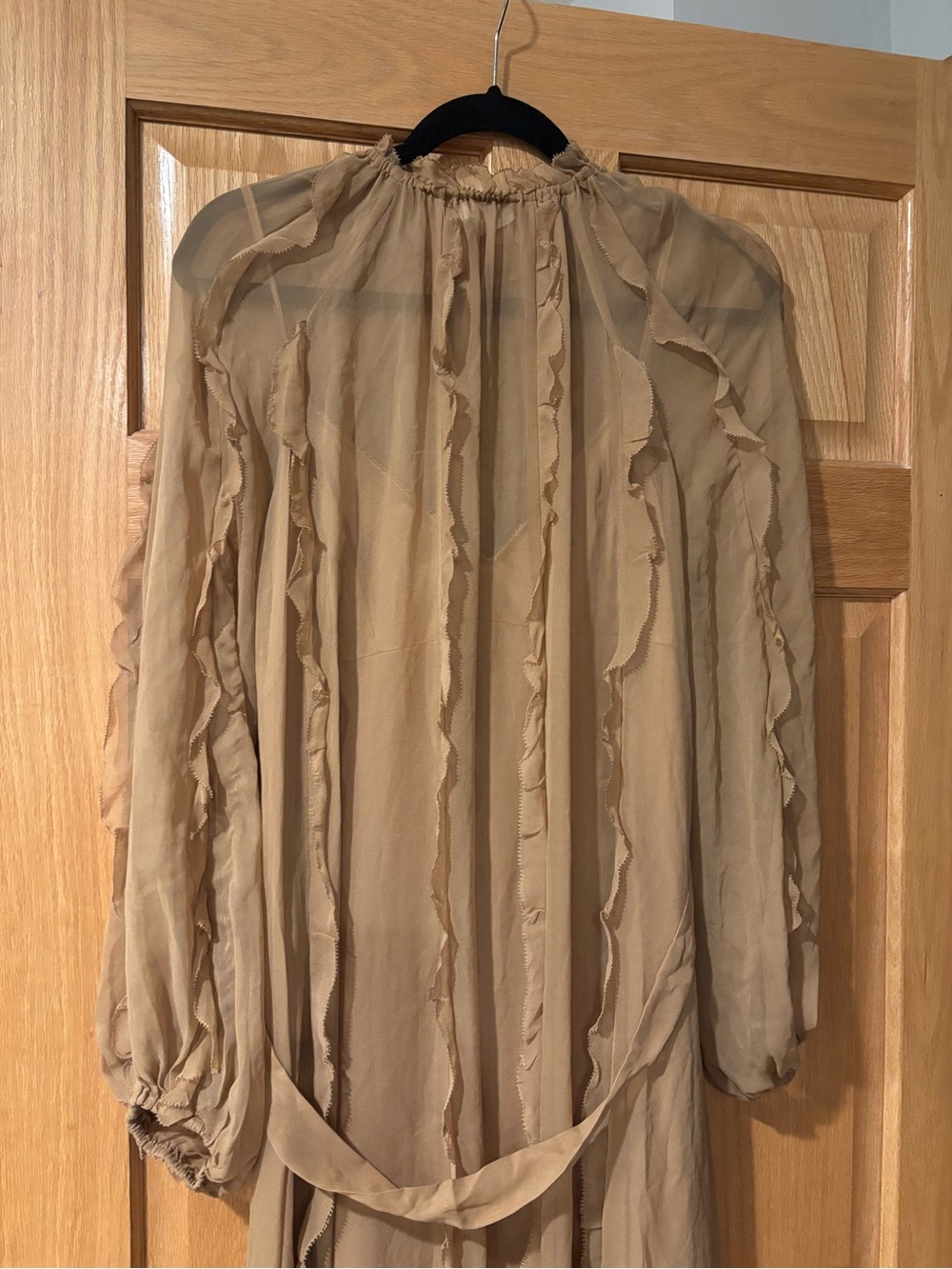 NEW ZIMMERMANN tranquility billow midi dress in tan Size 3 - Picture 5 of 16